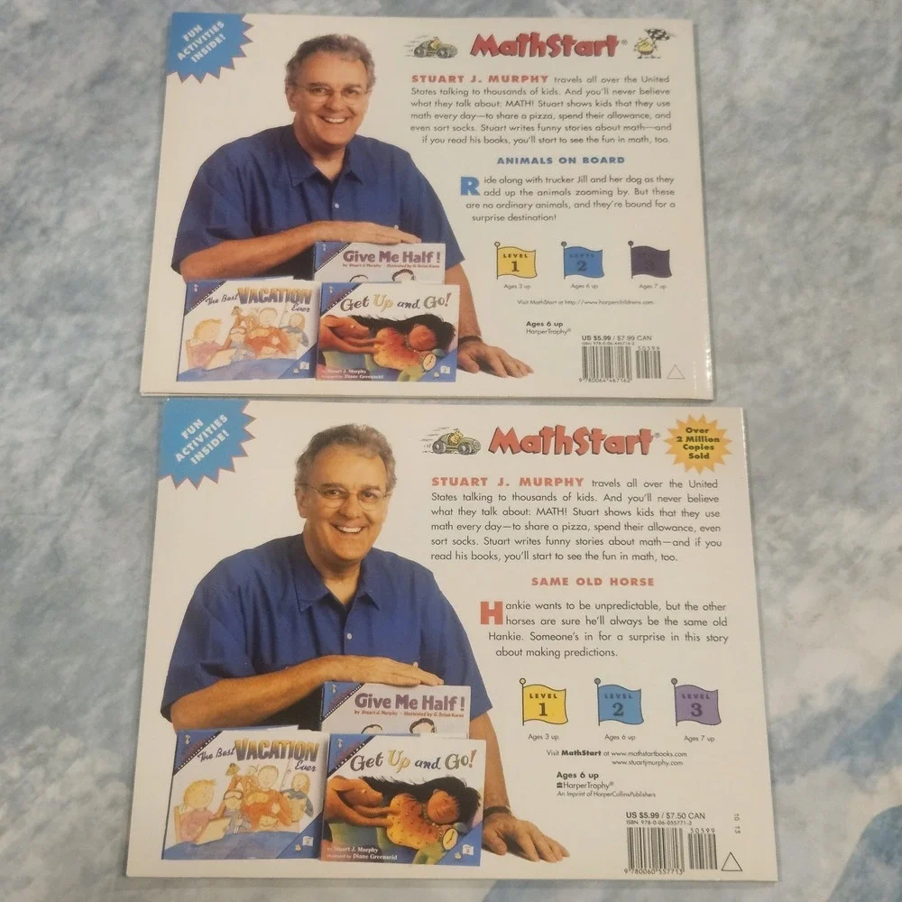 MathStart Level 1 & 2 Book Lot‎ Stuart J Murphy Homeschool Early Math 5 Books
